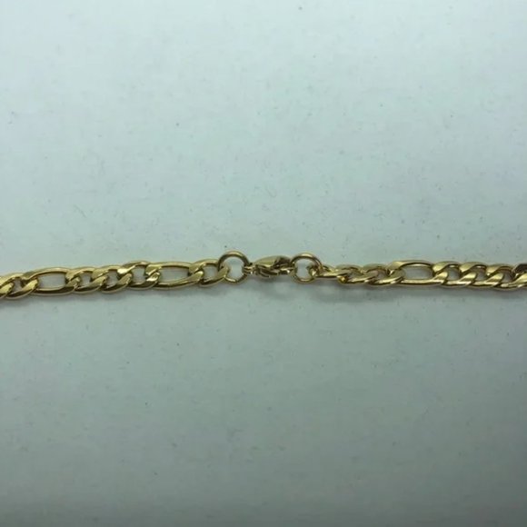 18k Yellow Gold Filled Figaro Necklace Unisex - Picture 3 of 3